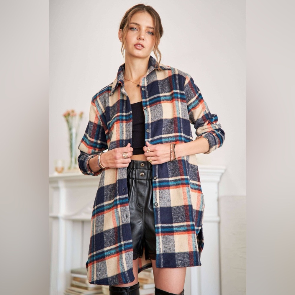 Dressed in LALA, Plaid Flannel Shacket, S/M